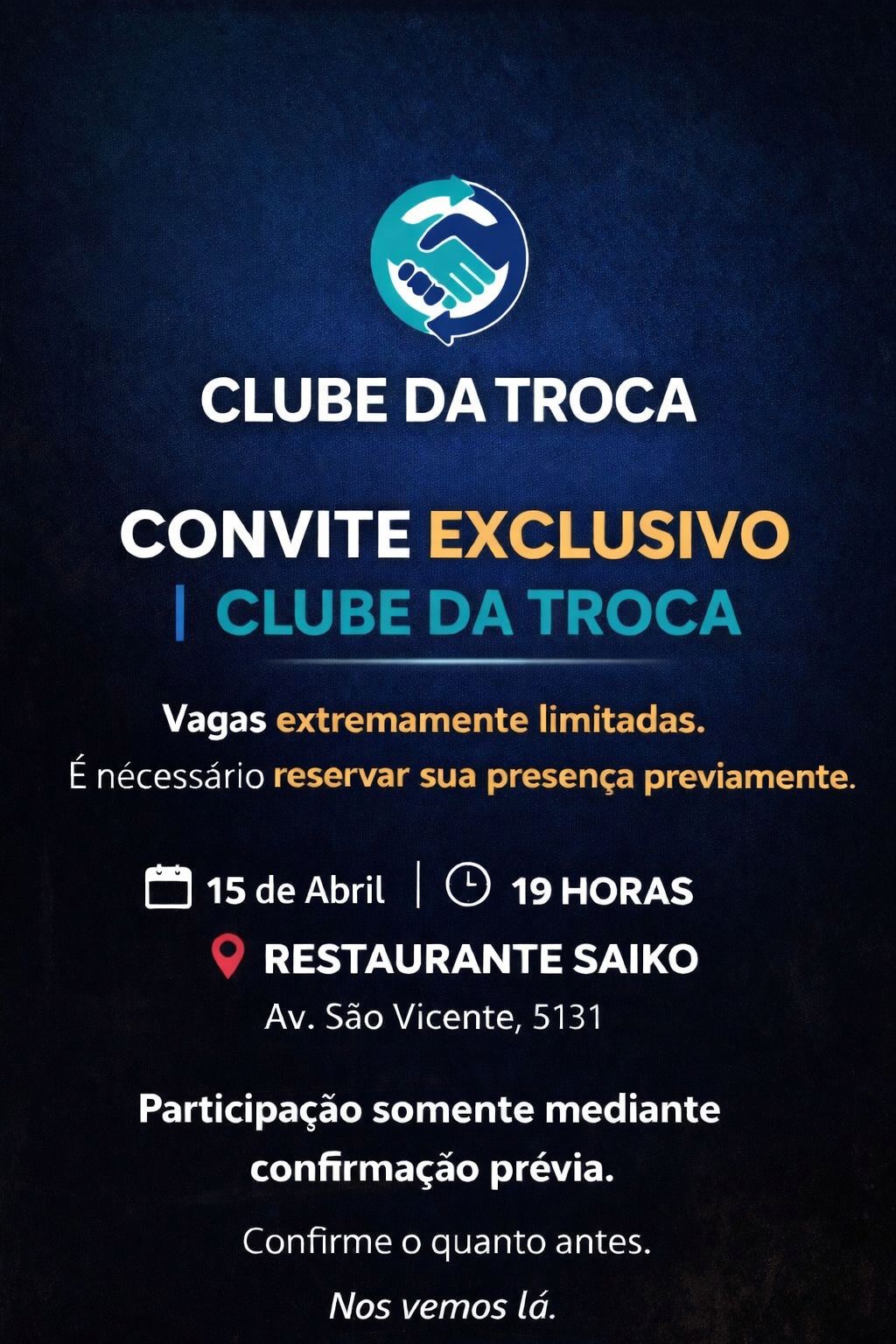 CONVITE EXCLUSIVO | CLUBE DA TROCA